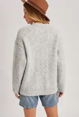 509 Broadway Button Down Fuzzy Heathered Cardigan