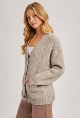 509 Broadway Button Down Fuzzy Heathered Cardigan