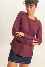 509 Broadway Brushed Waffle Raglan Top
