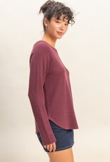 509 Broadway Brushed Waffle Raglan Top