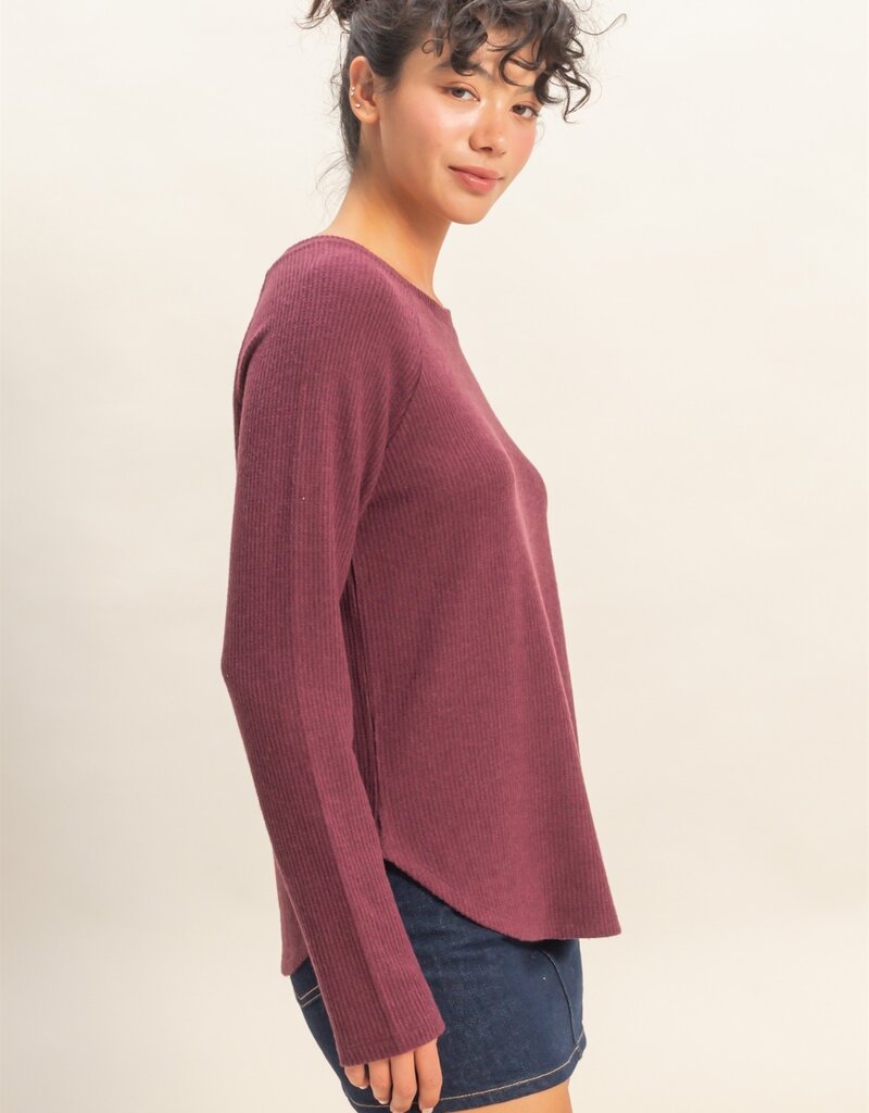 509 Broadway Brushed Waffle Raglan Top