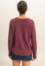 509 Broadway Brushed Waffle Raglan Top
