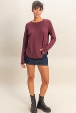509 Broadway Brushed Waffle Raglan Top