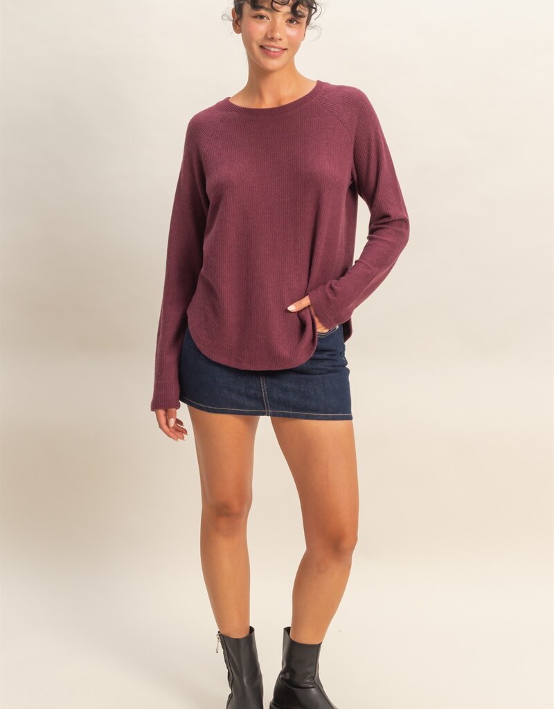 509 Broadway Brushed Waffle Raglan Top