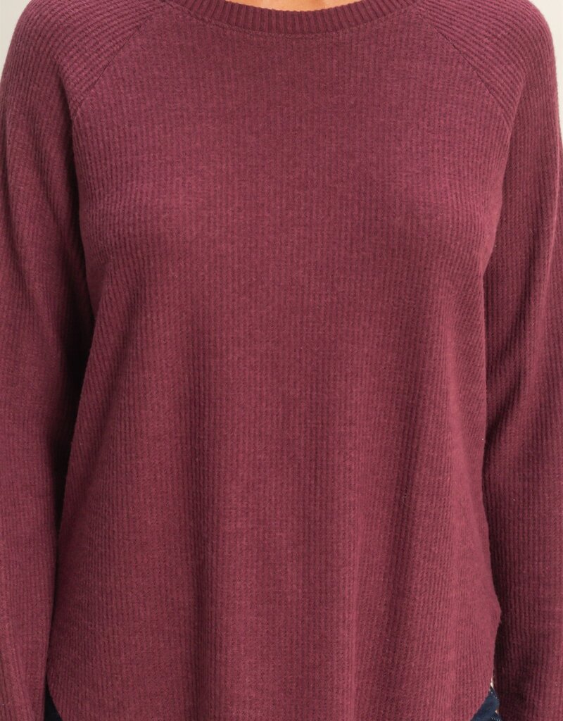 509 Broadway Brushed Waffle Raglan Top