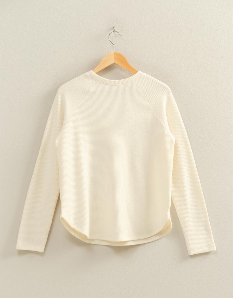 509 Broadway Brushed Waffle Raglan Top