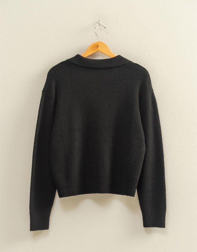 509 Broadway Collared V- Neck Sweater
