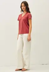 509 Broadway Jersey V-Neck Top