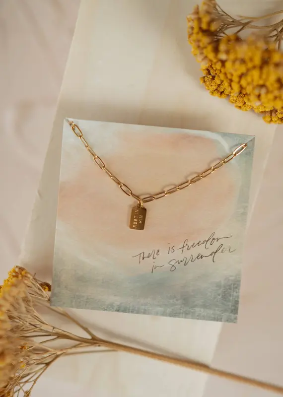 Dear Heart Rest In Him Mini Tag Necklace