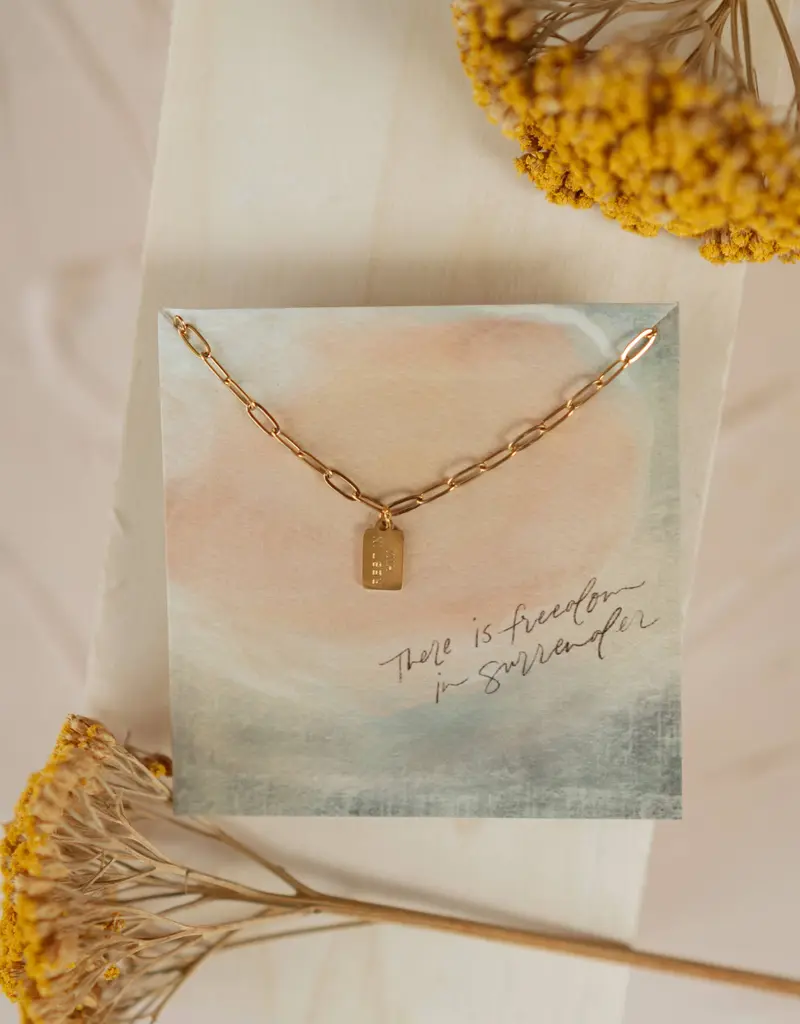 Dear Heart Rest In Him Mini Tag Necklace