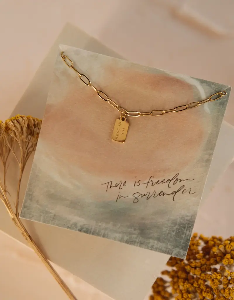 Dear Heart Rest In Him Mini Tag Necklace