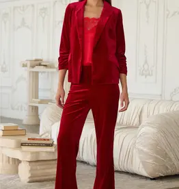 509 Broadway Button Detail Velvet Blazer