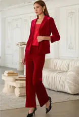 509 Broadway Button Detail Velvet Blazer