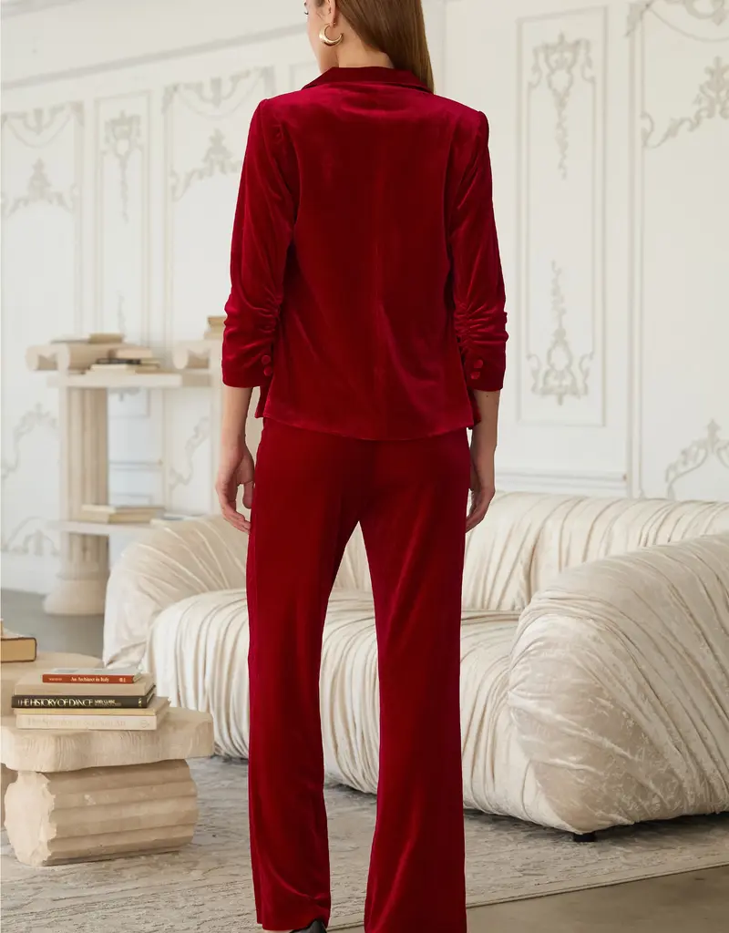 509 Broadway Button Detail Velvet Blazer