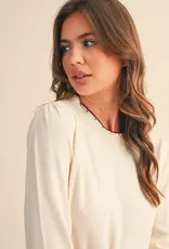 509 Broadway Contrast Knit Scalloped Edge Sweater