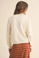 509 Broadway Contrast Knit Scalloped Edge Sweater