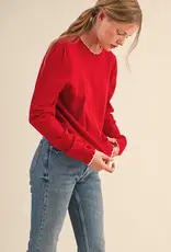 509 Broadway Contrast Knit Scalloped Edge Sweater