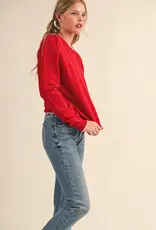 509 Broadway Contrast Knit Scalloped Edge Sweater