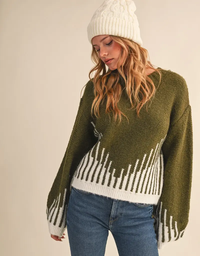 509 Broadway Long Balloon Sleeve Pullover Sweater