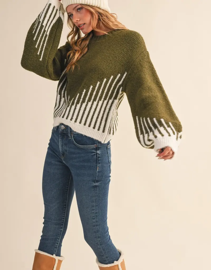 509 Broadway Long Balloon Sleeve Pullover Sweater