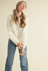 509 Broadway Floral Knit Puff Sleeve Sweater