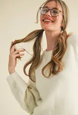 509 Broadway Floral Knit Puff Sleeve Sweater