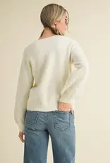 509 Broadway Floral Knit Puff Sleeve Sweater