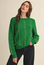 509 Broadway Embroidered Long Sleeve Pullover Sweater