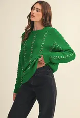 509 Broadway Embroidered Long Sleeve Pullover Sweater