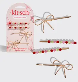 509 Broadway Holiday Gemstone and Bow Bobby Pins 4pc