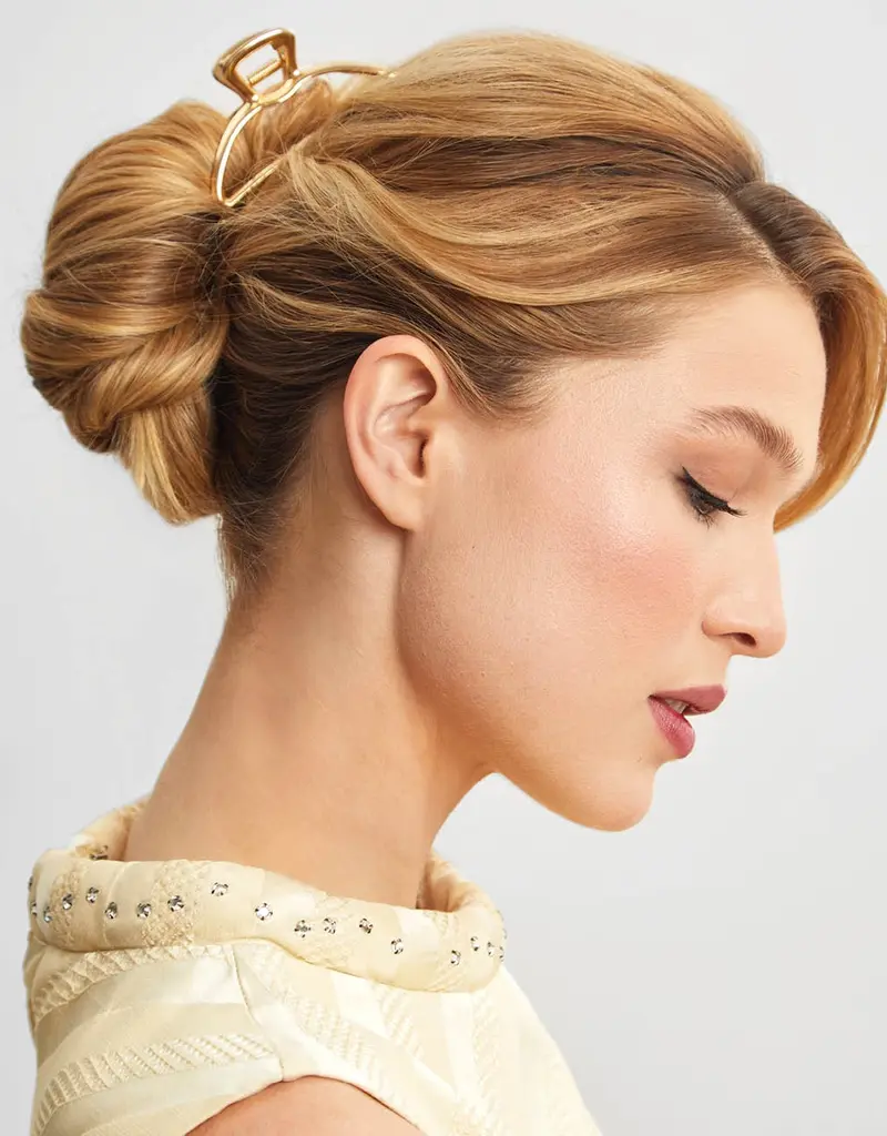 509 Broadway Open Shape Claw Clip - Gold