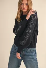 509 Broadway Floral Detail Sleeve Sweater