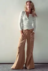 509 Broadway Ribbed Henley Long Sleeve Top