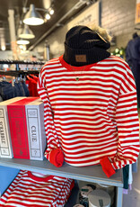 509 Broadway Crew Neck L/S Stripe Top