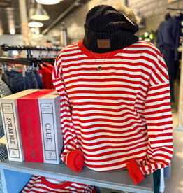 509 Broadway Crew Neck L/S Stripe Top