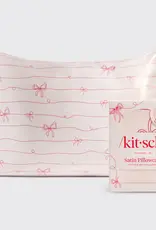 Kitsch Standard Satin Pillowcase |Striped Bows|