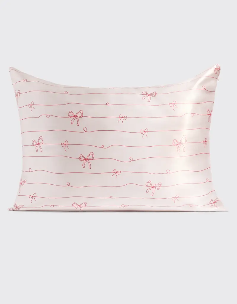 Kitsch Standard Satin Pillowcase |Striped Bows|