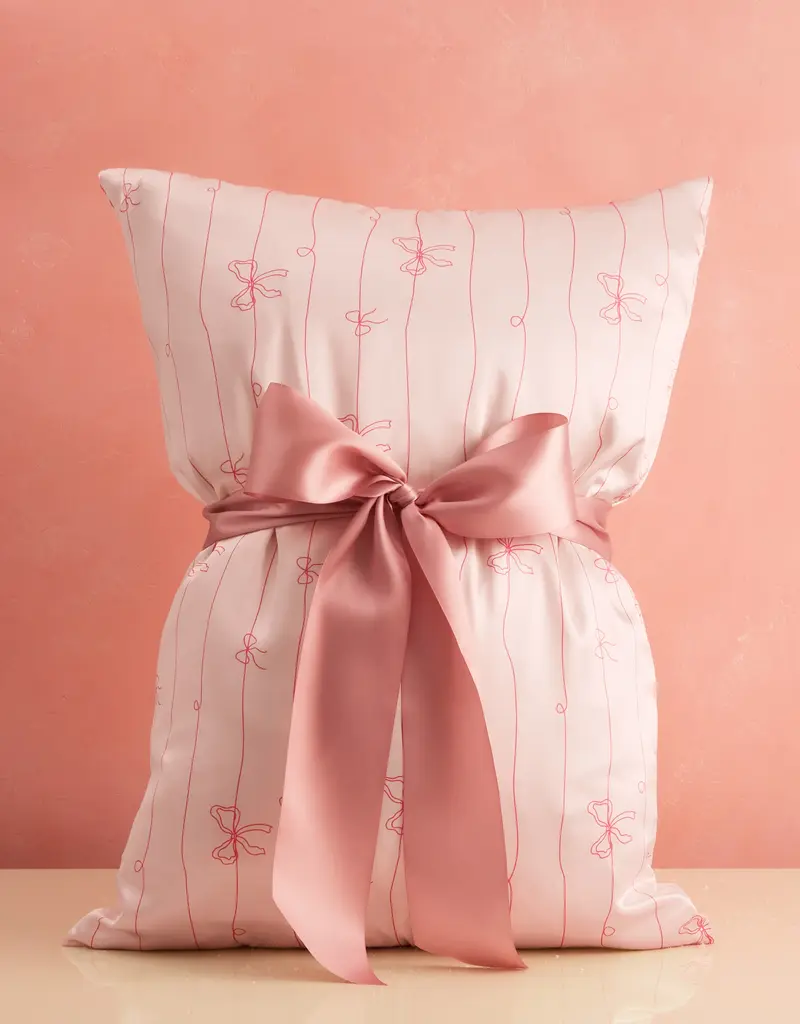 Kitsch Standard Satin Pillowcase |Striped Bows|