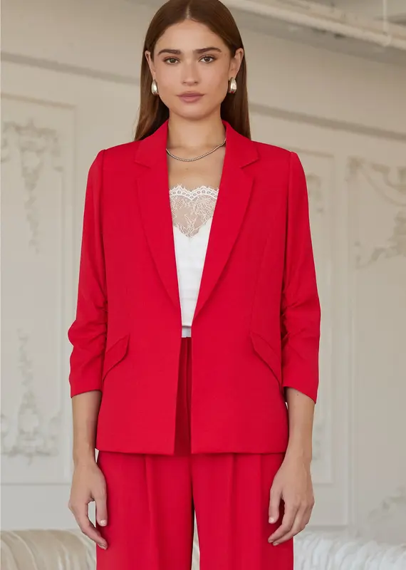 509 Broadway Recycled Shirred Sleeve Blazer
