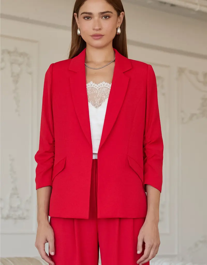 509 Broadway Recycled Shirred Sleeve Blazer