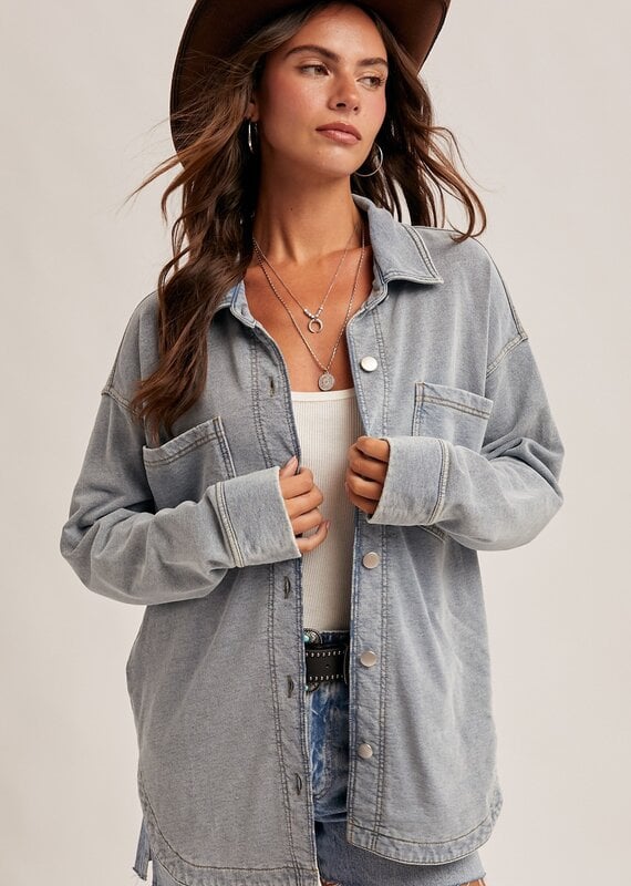 509 Broadway Knit Denim Shacket