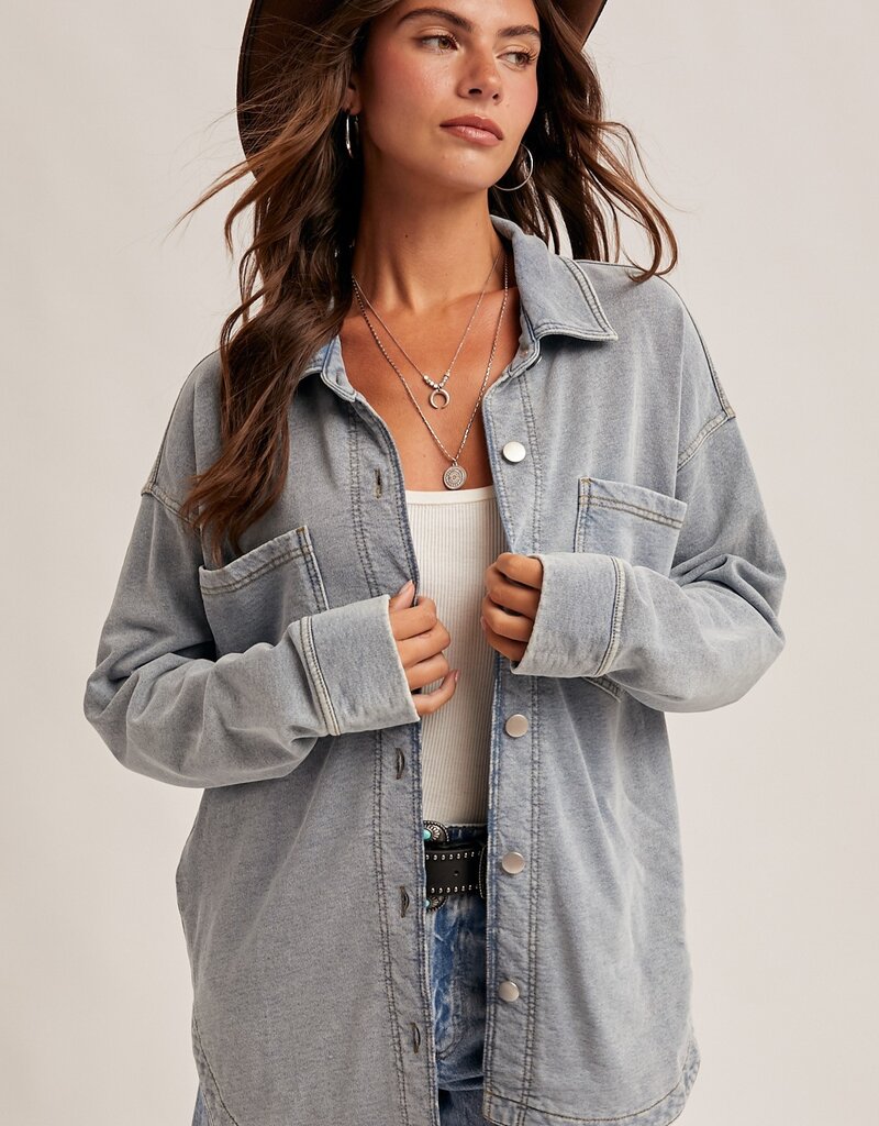 509 Broadway Knit Denim Shacket