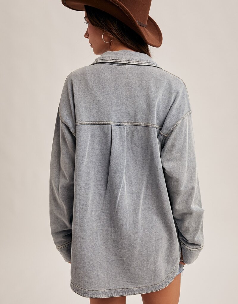 509 Broadway Knit Denim Shacket