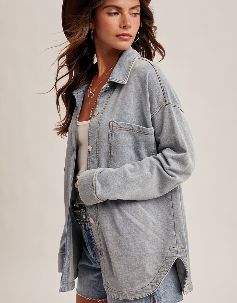 509 Broadway Knit Denim Shacket