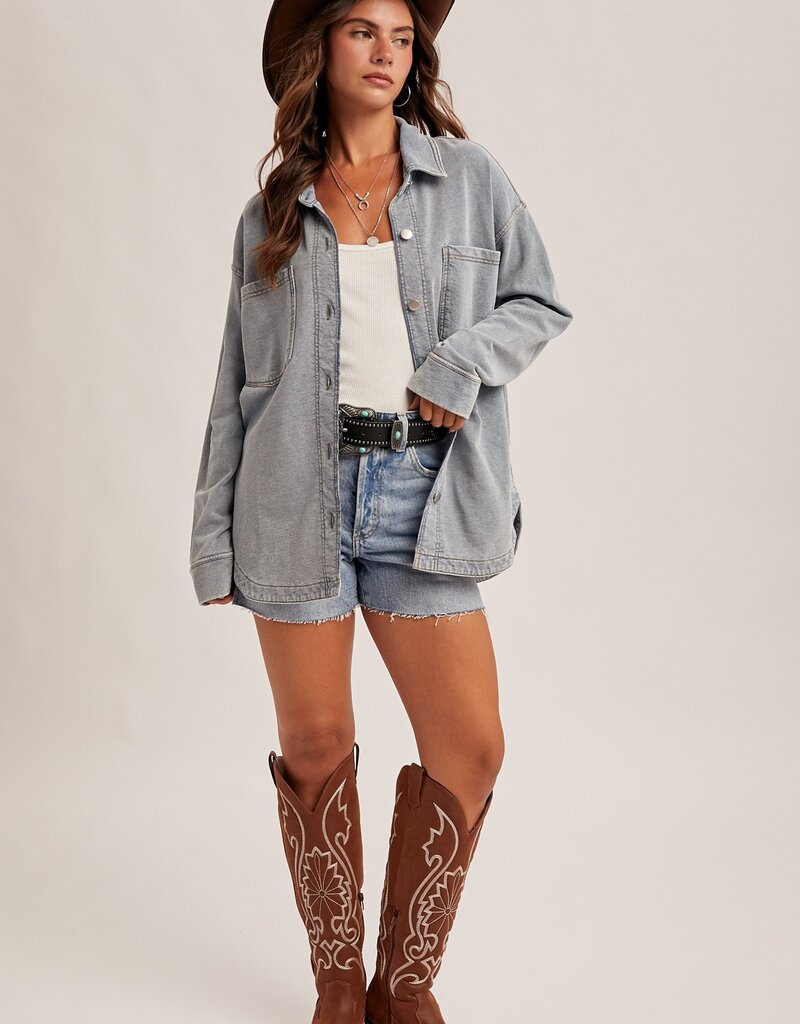 509 Broadway Knit Denim Shacket