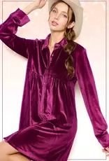 509 Broadway Velvet Button Down Collar Dress