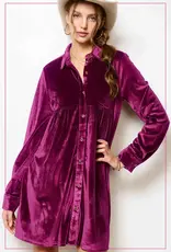 509 Broadway Velvet Button Down Collar Dress