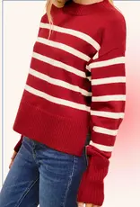 509 Broadway Stripe Mock Neck Dolman Sweater