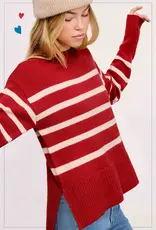 509 Broadway Stripe Mock Neck Dolman Sweater