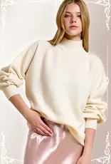 509 Broadway Balloon Sleeve Mock Neck Sweater
